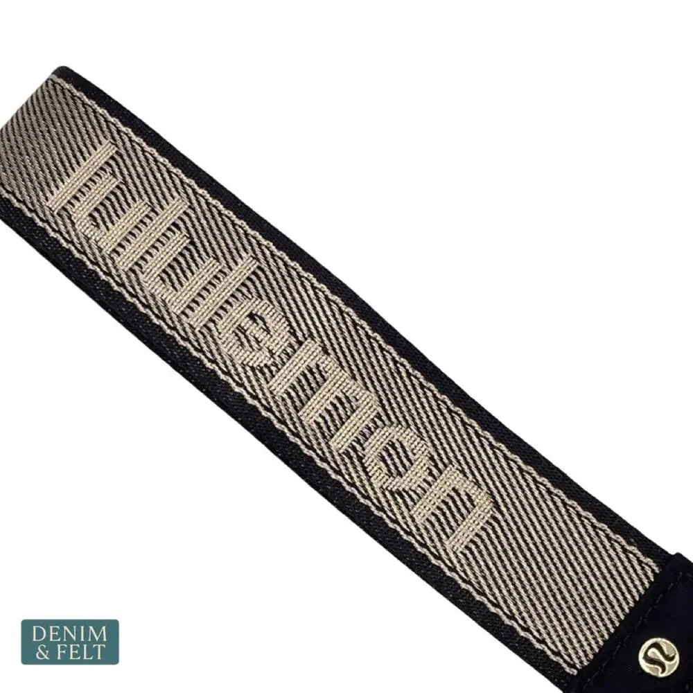 NEW‎ Lululemon Dual Pouch Wristlet Metallic Wordmark Black Gold Keychain Wallet